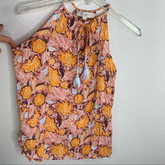 LOFT Tops - LOFT Sleeveless Floral Tassel Top XS G19